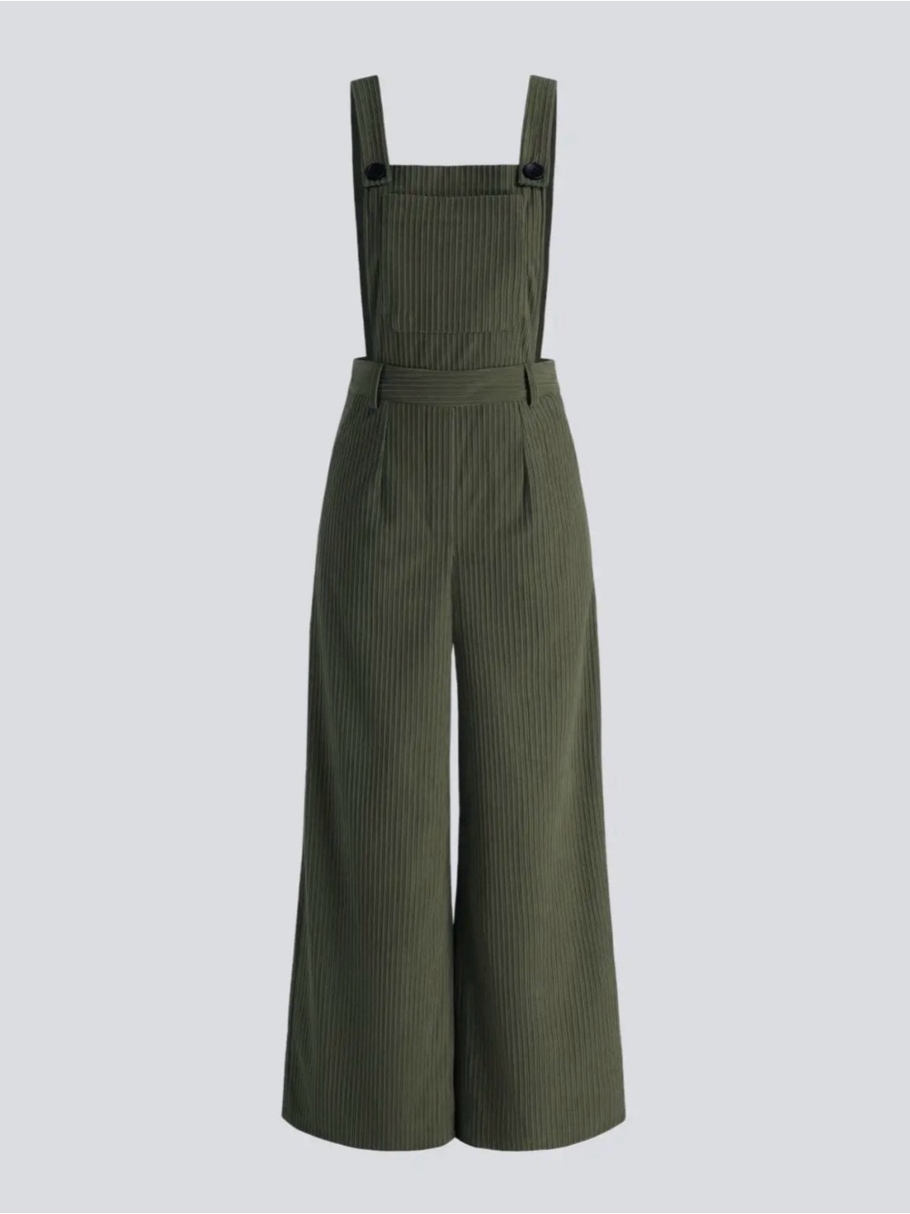 Cider Olive Green Corduroy Wide-Leg Overall Jumpsuit